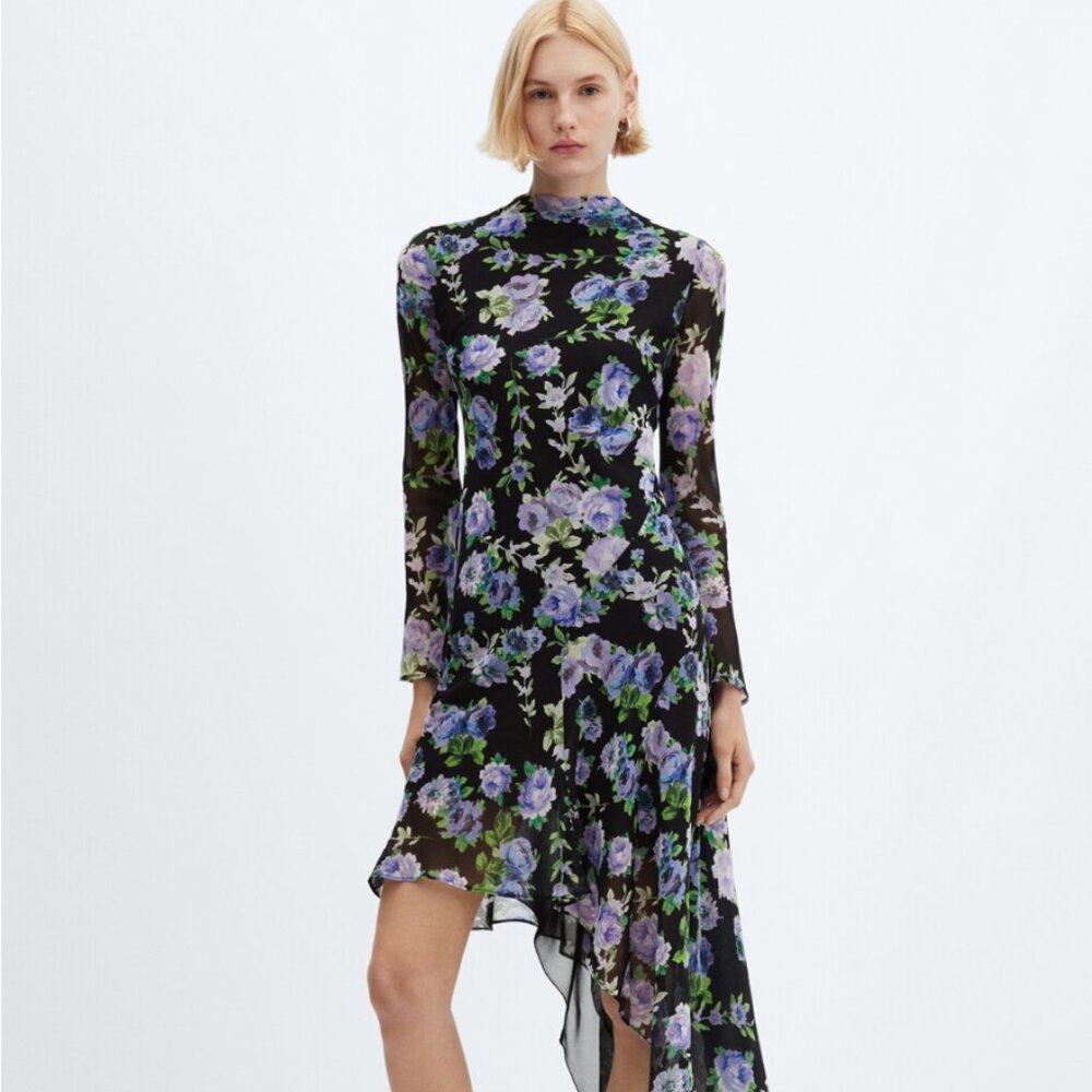 MANGO Asymmetrical floral dress
